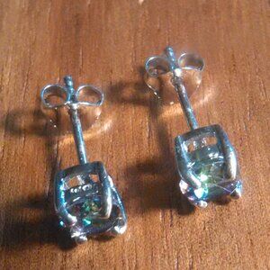 Green Mystic Topaz Sterling Silver Stud Earrings